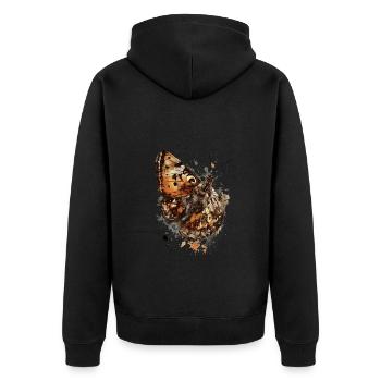 Encre papillon et aquarelle - Veste à capuche bio Premium Unisexe - noir - Dos - Nico (187cm)