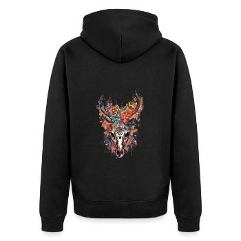 Crâne de gazelles boho avec fleurs et aquarelles - Veste à capuche bio Premium Unisexe - noir - Dos - Nico (187cm)