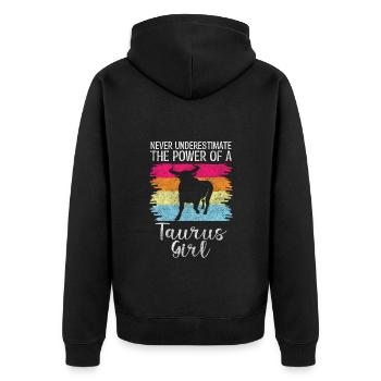 Stier Geburtstag Planet Sternbild - Unisex Premium Bio Zip Hoodie - Schwarz - Hinten - Nico (187cm)