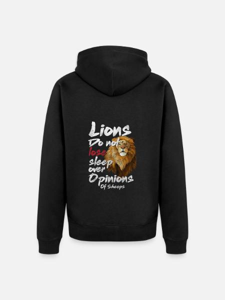 Lion Safari Predator Hunter - Unisex Premium Organic Zip Hoodie - black