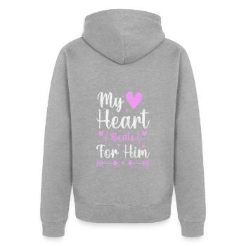 Love Romance Couples Boyfriend - Unisex Premium Organic Zip Hoodie - heather grey - Back - Nico (187cm)