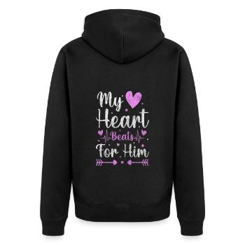 Liebe Romantik Paare Freund - Unisex Premium Bio Zip Hoodie - Schwarz - Hinten - Nico (187cm)