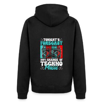 House Rave Musik Musik Energie - Unisex Premium Bio Zip Hoodie - Schwarz - Hinten - Nico (187cm)