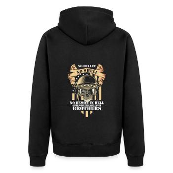 Militär Kämpfen Luftwaffe - Unisex Premium Bio Zip Hoodie - Schwarz - Hinten - Nico (187cm)