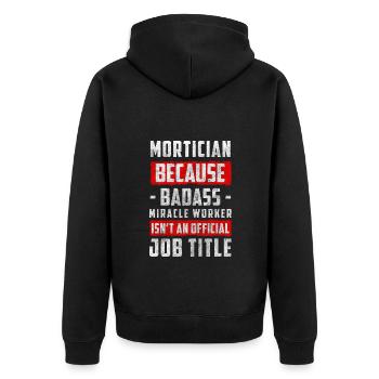 Bestattung Beerdigung Leichenbestatter - Unisex Premium Bio Zip Hoodie - Schwarz - Hinten - Nico (187cm)