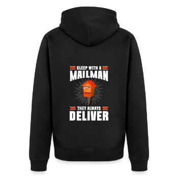 Briefträger Briefzusteller Briefe Kurierdienst - Unisex Premium Bio Zip Hoodie - Schwarz - Hinten - Nico (187cm)