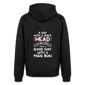 Hairstyle Bald beard - Unisex Premium Organic Zip Hoodie - black - Back - Nico (187cm)