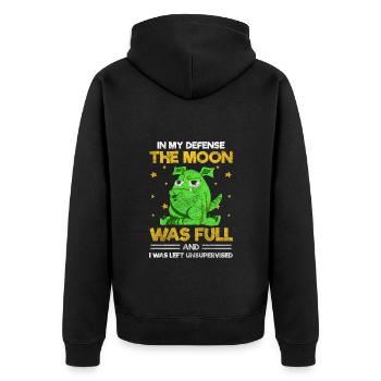 Monster Schreck Gruselig Lustig - Unisex Premium Bio Zip Hoodie - Schwarz - Hinten - Nico (187cm)