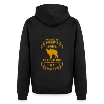 Teacup pig piggy - Unisex Premium Organic Zip Hoodie - black - Back - Nico (187cm)