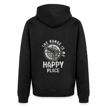 Waffen Gewehr Krieg - Unisex Premium Bio Zip Hoodie - Schwarz - Hinten - Nico (187cm)
