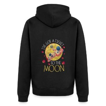 Weltraum Planet Rakete - Unisex Premium Bio Zip Hoodie - Schwarz - Hinten - Nico (187cm)