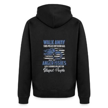 Polizist Blaulicht Kriminalität Dieb - Unisex Premium Bio Zip Hoodie - Schwarz - Hinten - Nico (187cm)