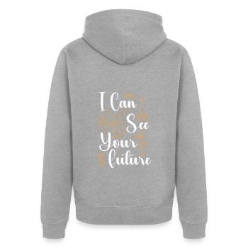 Psychic Astrologer - Unisex Premium Organic Zip Hoodie - heather grey - Back - Nico (187cm)