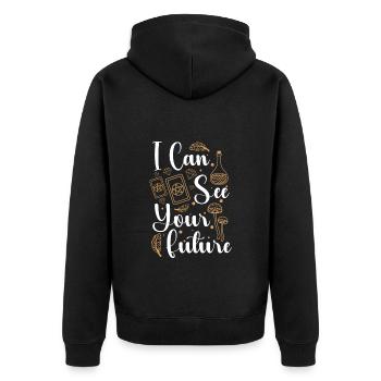 Hellseher Astrologe - Unisex Premium Bio Zip Hoodie - Schwarz - Hinten - Nico (187cm)