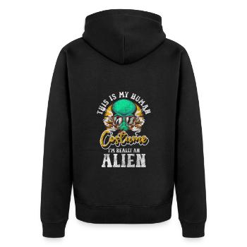 Astronaute terrien OVNI - Veste à capuche bio Premium Unisexe - noir - Dos - Nico (187cm)
