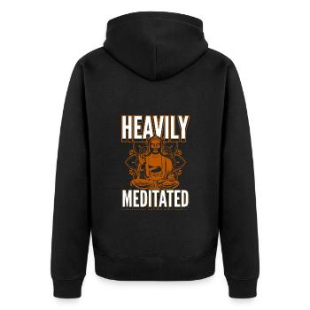 Meditation Om Achtsamkeit - Unisex Premium Bio Zip Hoodie - Schwarz - Hinten - Nico (187cm)