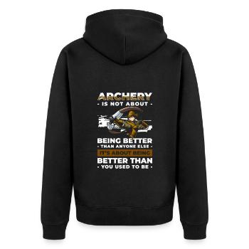 Sagittarius Crossbow Sport - Unisex Premium Organic Zip Hoodie - black - Back - Nico (187cm)