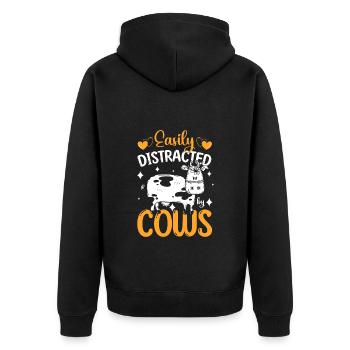 Kühe Bauer Nutztier - Unisex Premium Bio Zip Hoodie - Schwarz - Hinten - Nico (187cm)