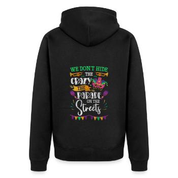 Mardi Gras Street Festival New Orleans Fun - Unisex Premium Organic Zip Hoodie - black - Back - Nico (187cm)