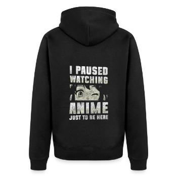 Anime Ramen - Unisex Premium Bio Zip Hoodie - Schwarz - Hinten - Nico (187cm)