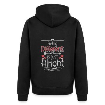Einzigartig Individuell Menschheit - Unisex Premium Bio Zip Hoodie - Schwarz - Hinten - Nico (187cm)