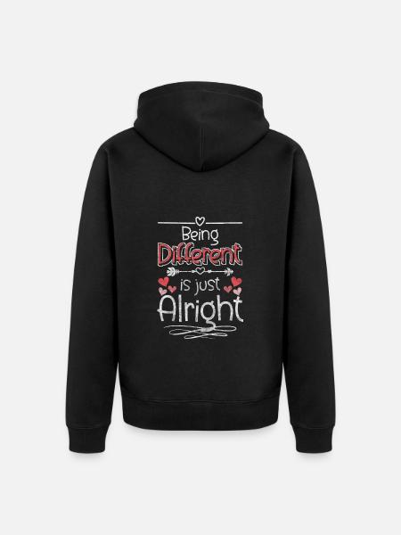 Unique, Individual, Humanity - Unisex Premium Organic Zip Hoodie - black