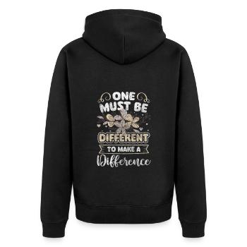 Einzelstück Stolz - Unisex Premium Bio Zip Hoodie - Schwarz - Hinten - Nico (187cm)