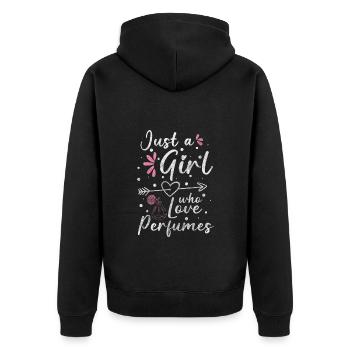 Parfüm Luxusliebhaber Fragrance - Unisex Premium Bio Zip Hoodie - Schwarz - Hinten - Nico (187cm)