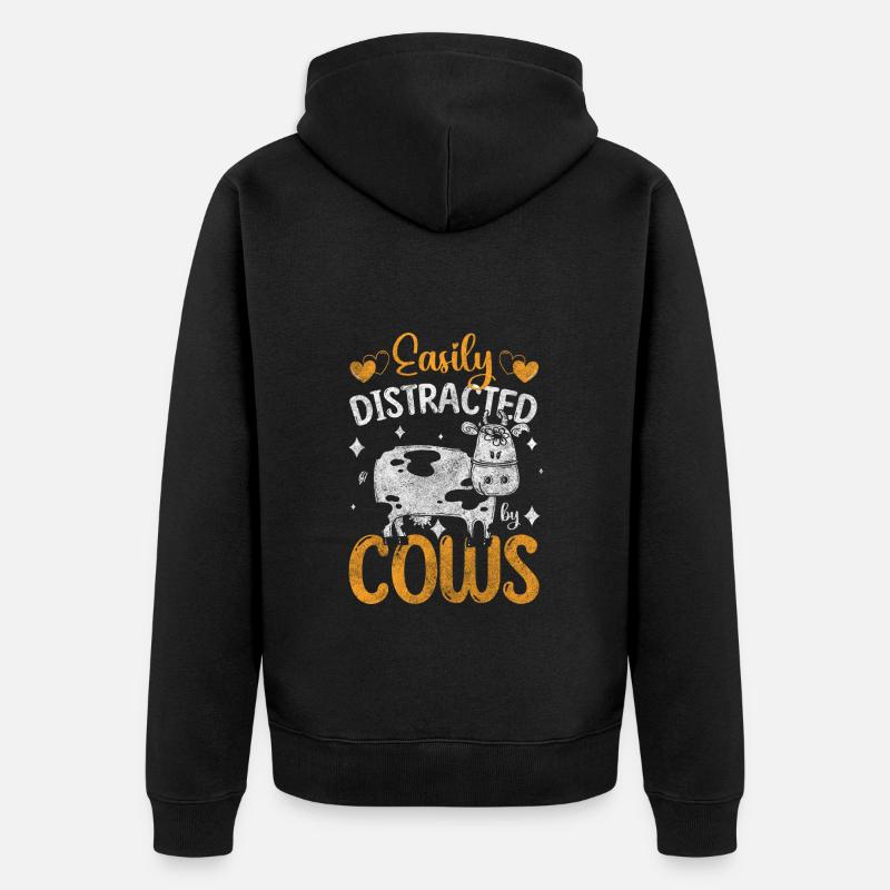 Kuh Stall Milchbauer - Unisex Premium Bio Zip Hoodie - Schwarz