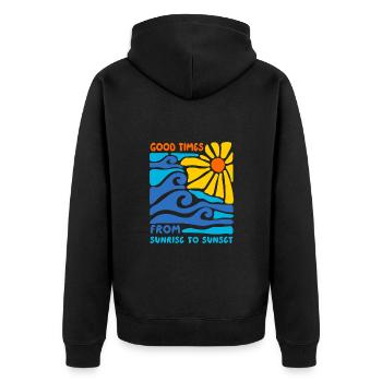 Sommer und schöne zeit - Unisex Premium Bio Zip Hoodie - Schwarz - Hinten - Nico (187cm)