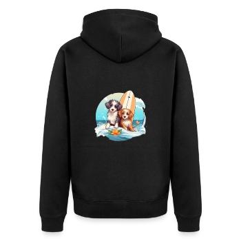 Deux chiens de surf - Veste à capuche bio Premium Unisexe - noir - Dos - Nico (187cm)