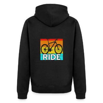 Ride Fast Ride Free Retro Cycling Vibes - Unisex Premium Organic Zip Hoodie - black - Back - Nico (187cm)