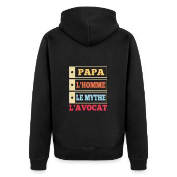 Papa l'homme le mythe l'avocat t-shirt - Veste à capuche bio Premium Unisexe - noir - Dos - Nico (187cm)
