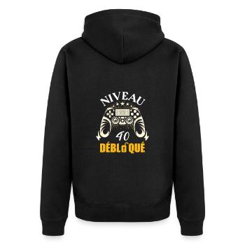 Niveau 40 débloqué t-shirt anniversaire 40 ans - Veste à capuche bio Premium Unisexe - noir - Dos - Nico (187cm)