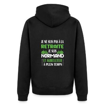 Grand-père retraité agriculteur normand tracteur - Veste à capuche bio Premium Unisexe - noir - Dos - Nico (187cm)