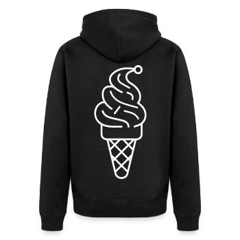 Cornet de crème glacée Dessin - Veste à capuche bio Premium Unisexe - noir - Dos - Nico (187cm)