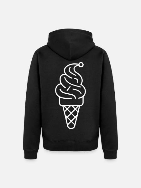 Ice cream cone Drawing - Unisex Premium Organic Zip Hoodie - black