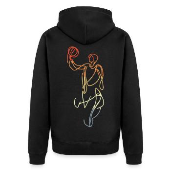 Basketball Vintage Look - Unisex Premium Bio Zip Hoodie - Schwarz - Hinten - Nico (187cm)