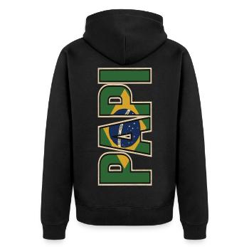 PAPI Brasil – Style rétro avec drapeaux - Veste à capuche bio Premium Unisexe - noir - Dos - Nico (187cm)