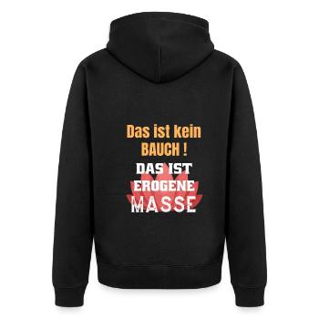 Lustig - Das ist kein Bauch das ist Erogene Masse - Unisex Premium Bio Zip Hoodie - Schwarz - Hinten - Nico (187cm)