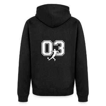 Soccer Number 03 Soccer Player - Unisex Premium Organic Zip Hoodie - black - Back - Nico (187cm)