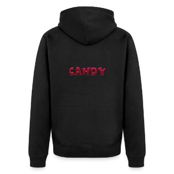 Candy - Unisex Premium Organic Zip Hoodie - black - Back - Nico (187cm)