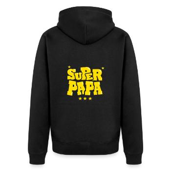 superpapa super papa lettrage brodé - Veste à capuche bio Premium Unisexe - noir - Dos - Nico (187cm)