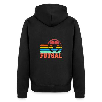 Futsal Retro Rainbow Soccer Ball Statement - Unisex Premium Bio Zip Hoodie - Schwarz - Hinten - Nico (187cm)