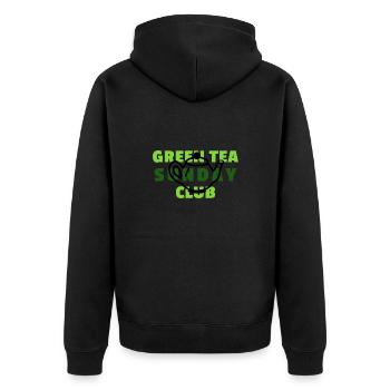Green Tea Sunday Club - Fun Green Tea Design - Unisex Premium Organic Zip Hoodie - black - Back - Nico (187cm)