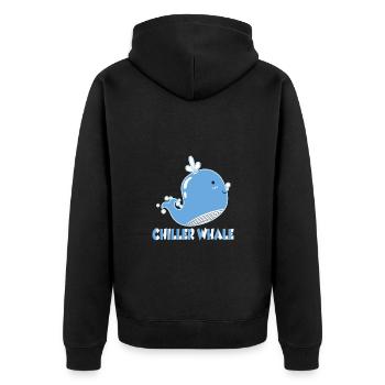 Chiller Whale - Unisex Premium Bio Zip Hoodie - Schwarz - Hinten - Nico (187cm)