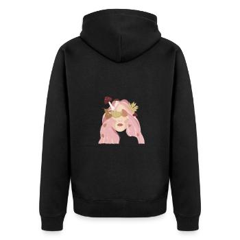 Herbst - Unisex Premium Bio Zip Hoodie - Schwarz - Hinten - Nico (187cm)