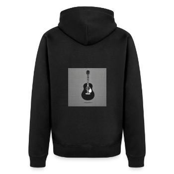 Gitarre - Vintage - Rock - Band - Freiheit - Unisex Premium Bio Zip Hoodie - Schwarz - Hinten - Nico (187cm)
