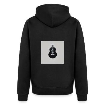 Gitarre - Vintage - Rock - Band - Freiheit - Unisex Premium Bio Zip Hoodie - Schwarz - Hinten - Nico (187cm)