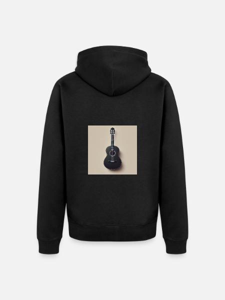 Schwarze Gitarre mit minimalistischen Design - Unisex Premium Bio Zip Hoodie - Schwarz